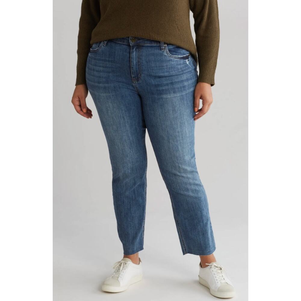KUT from the Kloth Jeans 24W Blue Rena High Waist Straight Leg Mom Cropped